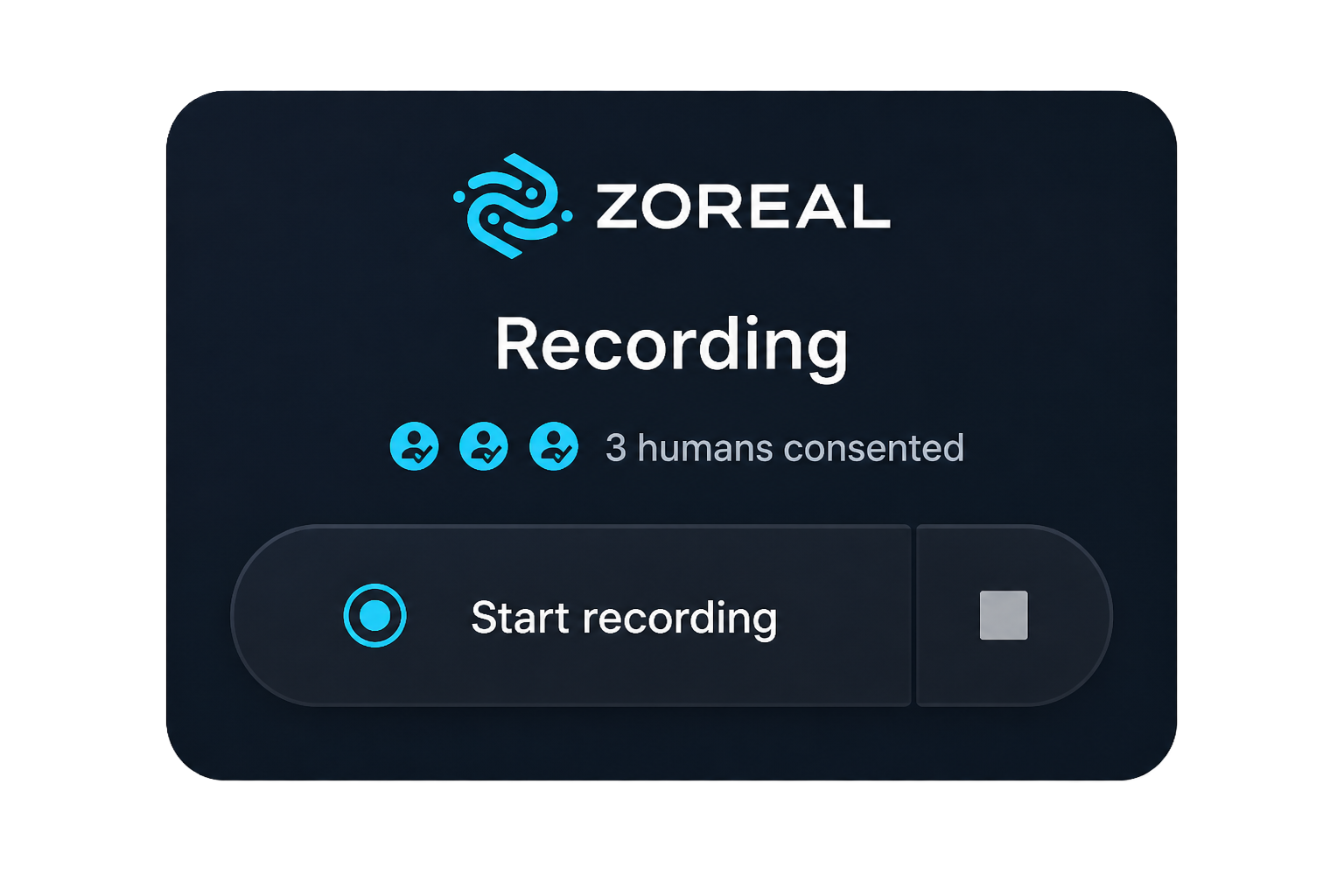 A ZOREAL Meet consent prompt shown to every participant before recording